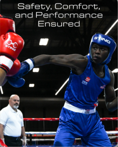Sting IBA-Approved Competition Head Guard – Blue Boxing Headgear